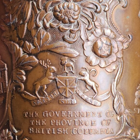 Antique "Souvenir of Vancouver BC" Copper Cup Stanley Park Waterfront CPR Depot - Picture 8 of 16